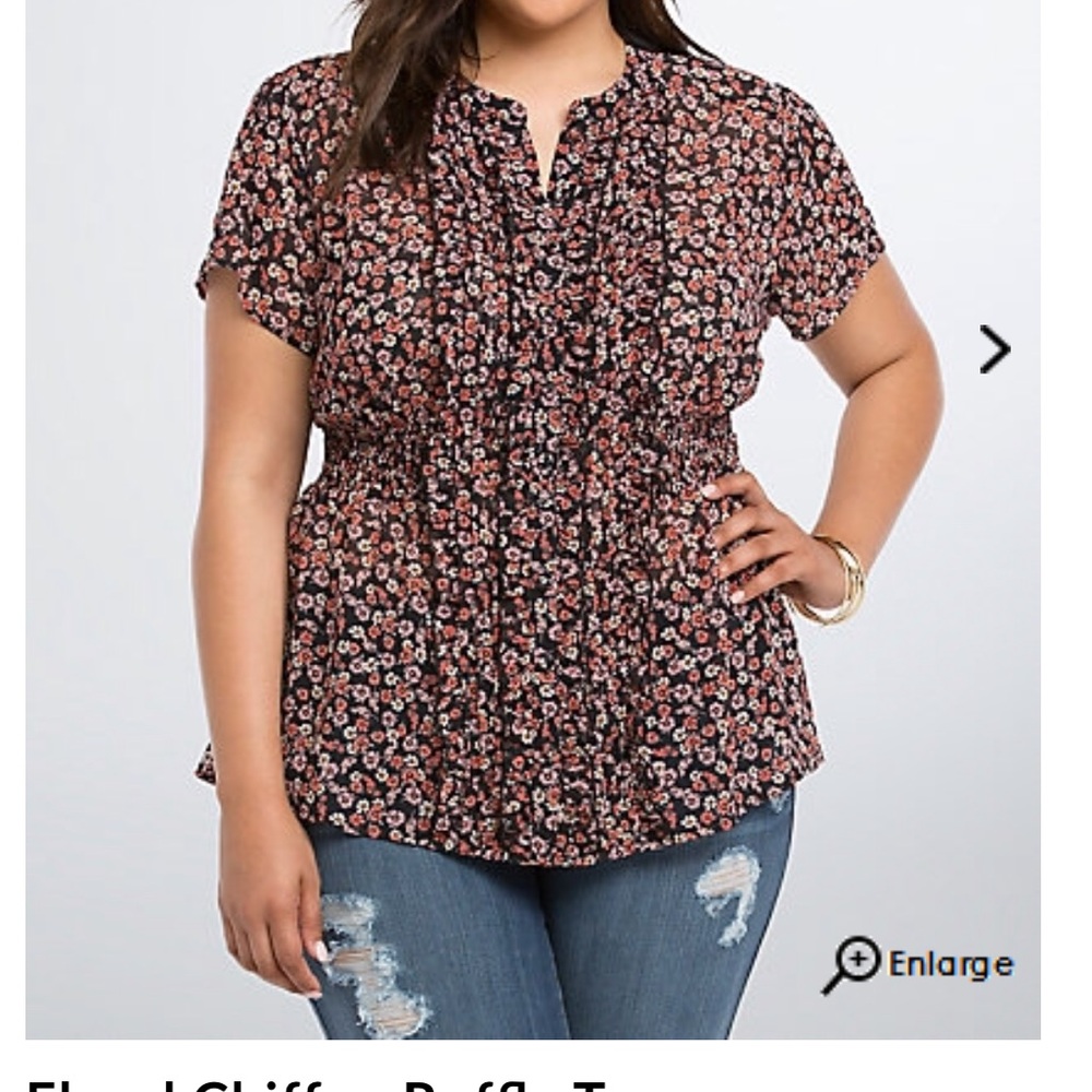 Torrid Floral Blouse in Black and Pink